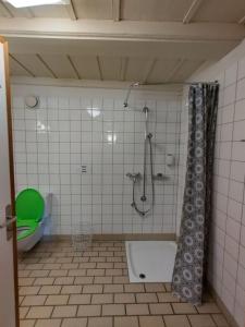 W łazience znajduje się prysznic i wanna. w obiekcie BnB SchlafSchloss w mieście Sumiswald