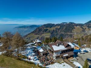 an aerial view of a ski resort in the mountains at Le Coucou Hotel Restaurant & Lounge-Bar in Montreux