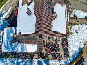 an overhead view of a building in the snow at Le Coucou Hotel Restaurant & Lounge-Bar in Montreux