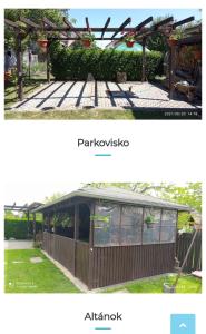 a collage of two pictures of a pergola at Apartmán Sisi in Hrabušice