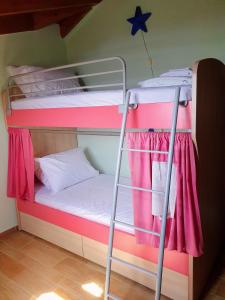 a bunk bed with a ladder next to a room at Attic Paradise in Flogita