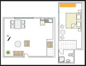 a floor plan of a small apartment at Kettelhack Appartement -Kc- im KETTELHACK in Langeoog +1 photo
