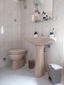 a bathroom with a sink and a toilet at Demetra Piccola Casa Vacanze in Ielsi