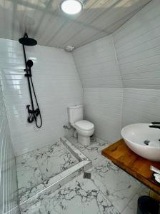 a bathroom with a toilet and a sink at Bali Glamping in Ambrolauri