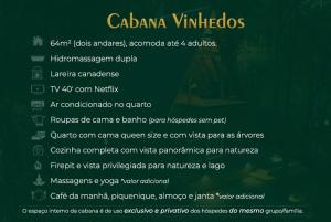 a menu for the cadauma vinario vitiloscopes at Cabana Vinhedos in Bento Gonçalves