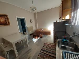 Kuchyň nebo kuchyňský kout v ubytování KAMARI APARTMENTS