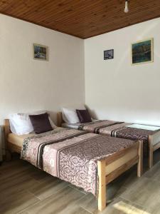 two beds sitting in a room with at Vikendica Vrba in Gacko