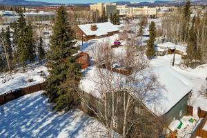 an aerial view of a city in the snow at Fairbanks Vacation Rental Studio Near Downtown! in Fairbanks