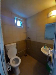 łazienka z toaletą i umywalką w obiekcie Villa Renesans w mieście Star Dojran