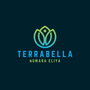 un logo vert et bleu sur fond noir dans l'établissement Terrabella - Nuwara Eliya, à Nuwara Eliya