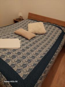 Una cama con dos almohadas encima. en Apartments Maričić Rab Island, en Rab