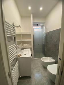 La salle de bains est pourvue d'un lavabo, de toilettes et d'une douche. dans l'établissement Casa sul Corso, à Cosenza