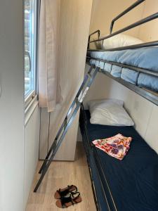 Posteľ alebo postele v izbe v ubytovaní Les mobil homes de Naka, une entrée gratuite adulte pour la Réserve Africaine de Sigean