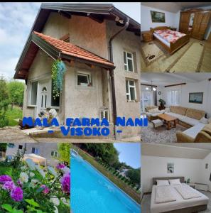 un collage de fotos de una casa y una piscina en MFN - Šator 1, en Visoko
