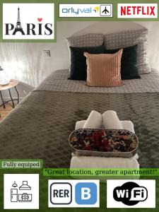 Vuode tai vuoteita majoituspaikassa Astonishing Luxury Apartment in the South of Paris (NEW!)