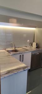 a kitchen with a sink and a counter top at Ponta Delgada Apartment T3 in Ponta Delgada