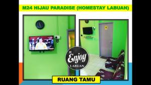 TV a/nebo společenská místnost v ubytování HOMESTAY HIJAU BLOK M24 VVIP GROUND FLOOR TAMAN MUTIARA WP Labuan