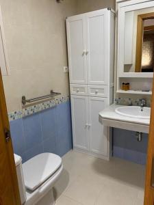 Łazienka z białą toaletą i umywalką w obiekcie Sensacional piso en San Fernando w mieście San Fernando