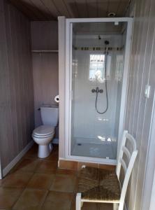 een badkamer met een douche en een toilet. bij Les Bois Flottés en Ré in Sainte-Marie-de-Ré