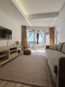 a living room with a couch and a television at Apartment Paseo in Aguadulce