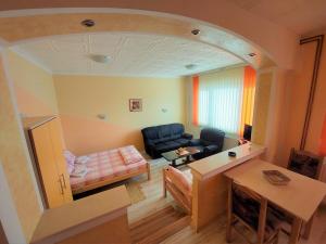 a living room with a couch and a table at Apartments Nikolić in Soko Banja