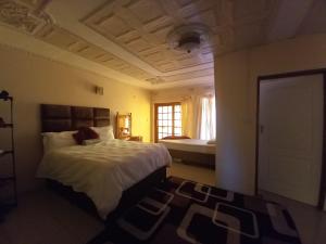 - une chambre avec un grand lit et une fenêtre dans l'établissement DEN VIEW GUESTHOUSE, à Francistown