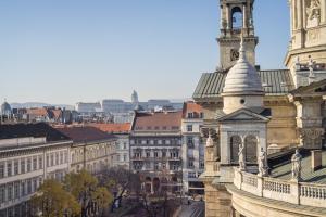 Nespecifikovaný výhled na destinaci Budapešť nebo výhled na město při pohledu z apartmánu