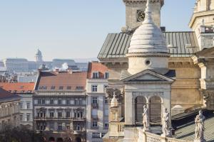 Nespecifikovaný výhled na destinaci Budapešť nebo výhled na město při pohledu z apartmánu