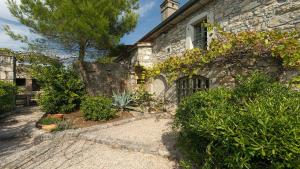 an old stone building with plants in front of it at Villa Rosemary in Bajčići