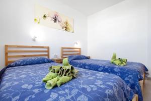 ein Schlafzimmer mit zwei Betten mit ausgestopften Tieren in der Unterkunft Dunes resort to relax Wifi in Corralejo + 13 Fotos