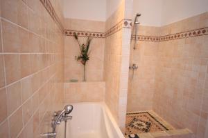 a bathroom with a shower and a bath tub at Casa Sultana in Propriano