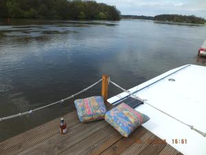 Uitzicht op een rivier vlak bij de boot