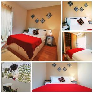 uma colagem de quatro fotografias de um quarto de hotel em Casa da Valentina AL77856 em Faro