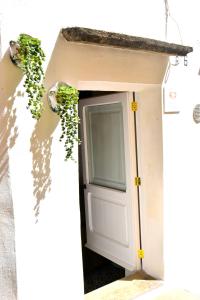 La Chicca di Ste في غالّيبولي: باب إلى منزل صغير مع ivy