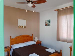 a bedroom with a bed and a ceiling fan at La Palma Hostel by Pension Central in Fuencaliente de la Palma