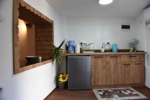 Kuchyň nebo kuchyňský kout v ubytování NeWave Apartment