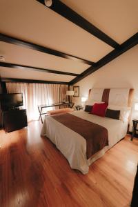 ein Schlafzimmer mit einem großen Bett in einem Zimmer in der Unterkunft Hotel Spa Balfagon in Cantavieja
