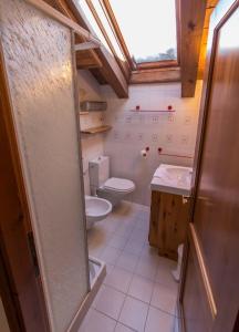 a bathroom with a toilet and a sink at Residence Borgo Al Sole in Sappada