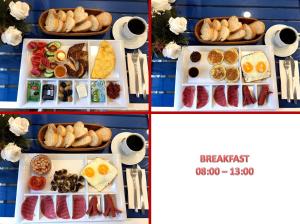 dos fotos de diferentes tipos de comida en platos en Istanberry - Pera Apartments, en Estambul