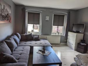 a living room with a couch and a coffee table at Flensburg Zentrum 69 02 in Flensburg