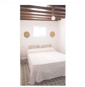 贝赫尔-德拉弗龙特拉Casa Arena y Sal en pleno casco antiguo de Vejer的房间里有一张白色床的卧室