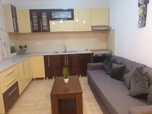 a living room with a couch and a kitchen at Casa Andu in 2 Mai +24 photos
