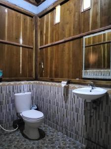 a bathroom with a toilet and a sink at Friendly Homestay Lemukih in Singaraja