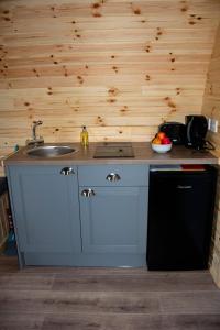 a kitchen with a sink and a counter top at Glamping Pod 2 Magical Craigengillan Estate in Dalmellington