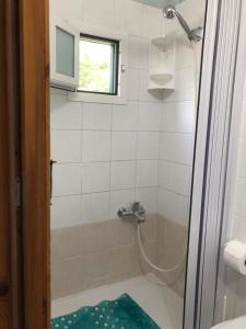 ein Bad mit einer Dusche und einem Waschbecken in der Unterkunft Case vacanze Vignola in Peschici