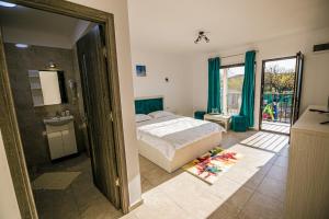 多亞馬伊的住宿－complex turistic N&S，一间卧室设有一张床和一间浴室。