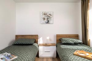 Duas camas sentadas uma ao lado da outra num quarto em LUXURY APARTMENT - Rena 2 em Čavle