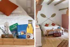 Postel nebo postele na pokoji v ubytování La Cour Souveraine -Chambre d'hôtes, La Sablonneuse