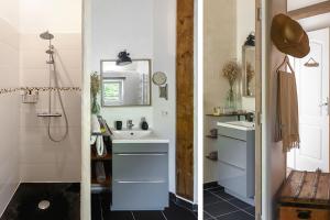 Koupelna v ubytování La Cour Souveraine -Chambre d'hôtes, La Sablonneuse + 27 fotografií