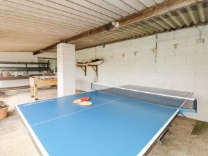un tavolo da ping pong blu in una stanza di The Milk Shed a Plymtree